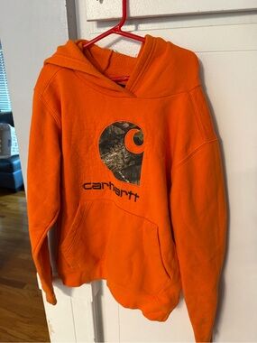 Carhartt Kids Orange Hoodie with Camo Logo 10-12